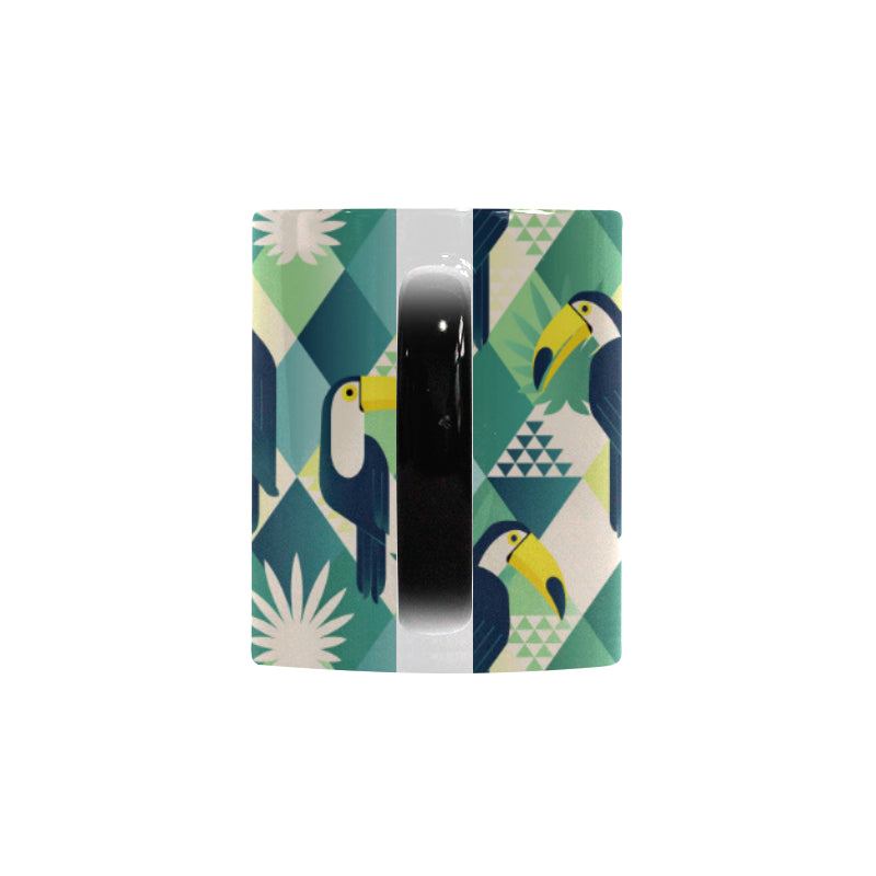 Toucan tropical leaves design pattern Morphing Mug Heat Changing Mug