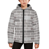 Brick Printed Pattern Print Design 05 Kids' Boys' Girls' Padded Hooded Jacket