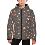 Coffee bean leave pattern Kids' Boys' Girls' Padded Hooded Jacket
