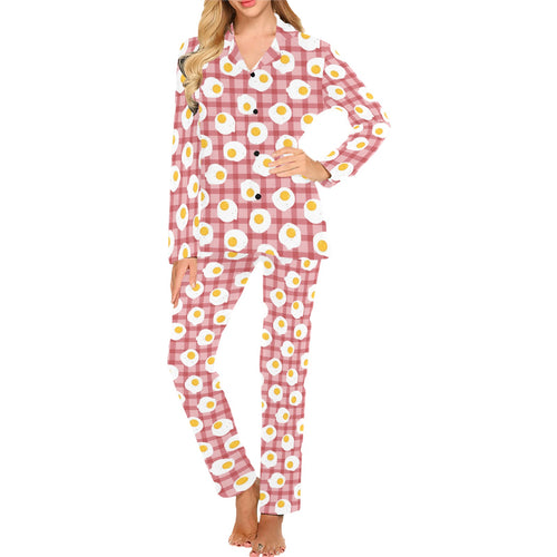 Fried Eggs Pattern Print Design 03 Women's Long Pajama Set