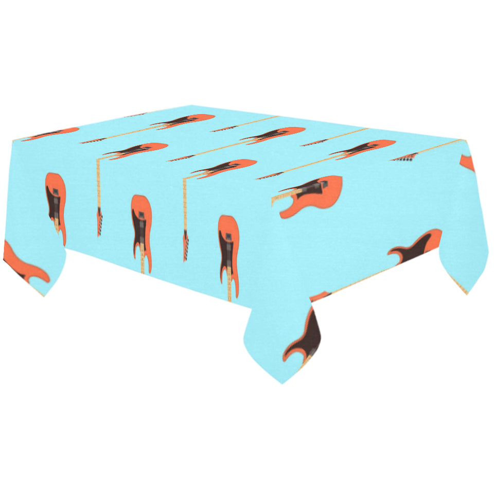 electric guitar pattern light blue background Tablecloth