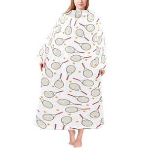 Tennis Pattern Print Design 04 Blanket Robe with Sleeves