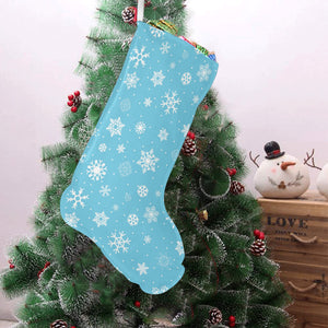 Snowflake pattern blue background Christmas Stocking
