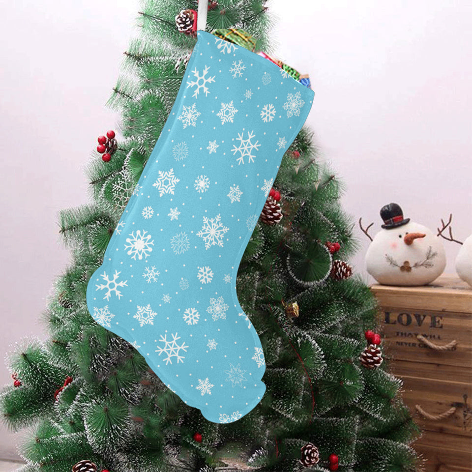 Snowflake pattern blue background Christmas Stocking