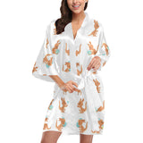 Cute Kangaroo pattern Women's Short Kimono Robe