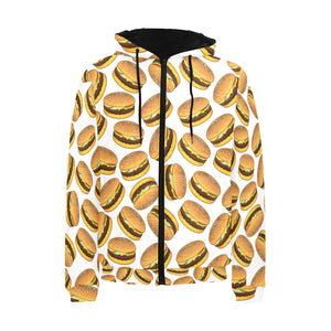 Hamburger Pattern Print Design 03 Men's Padded Hooded Jacket