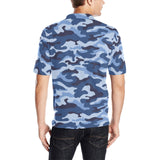 Blue camouflage pattern Men's All Over Print Polo Shirt