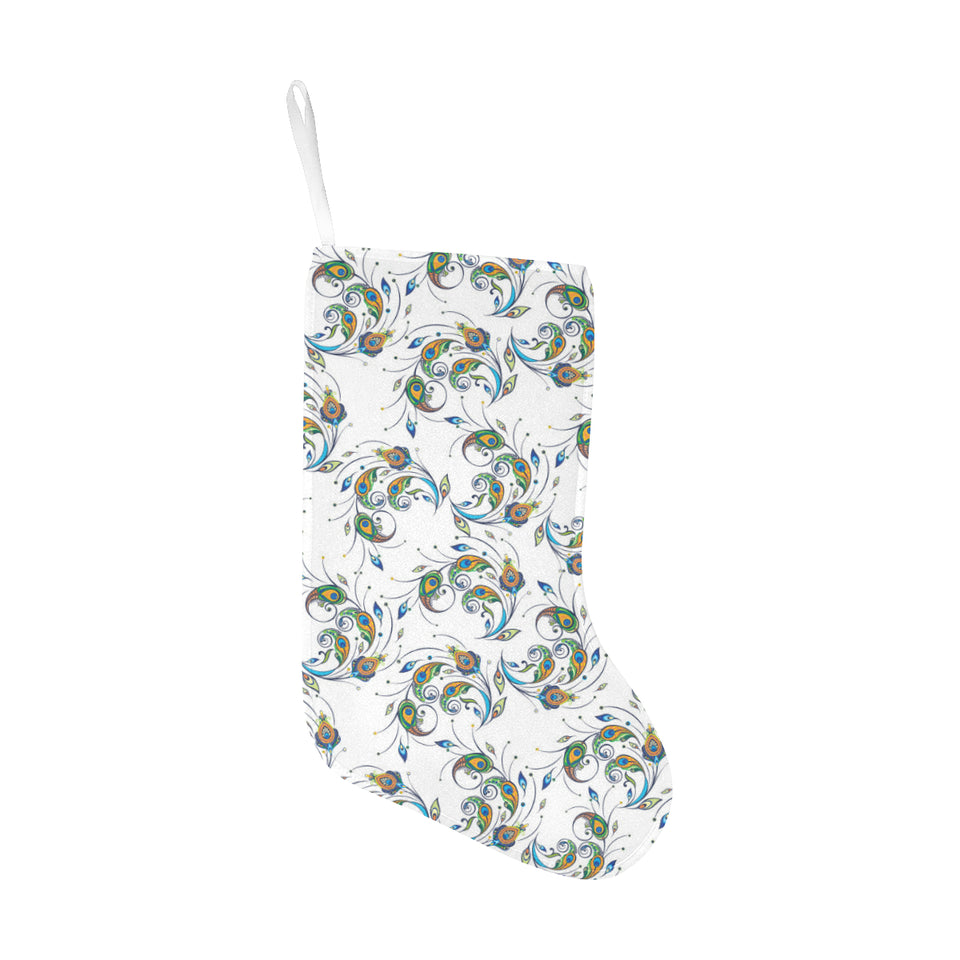 Peacock feather pattern Christmas Stocking