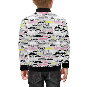 Mustache Beard Pattern Print Design 02 Kids' Boys' Girls' Bomber Jacket