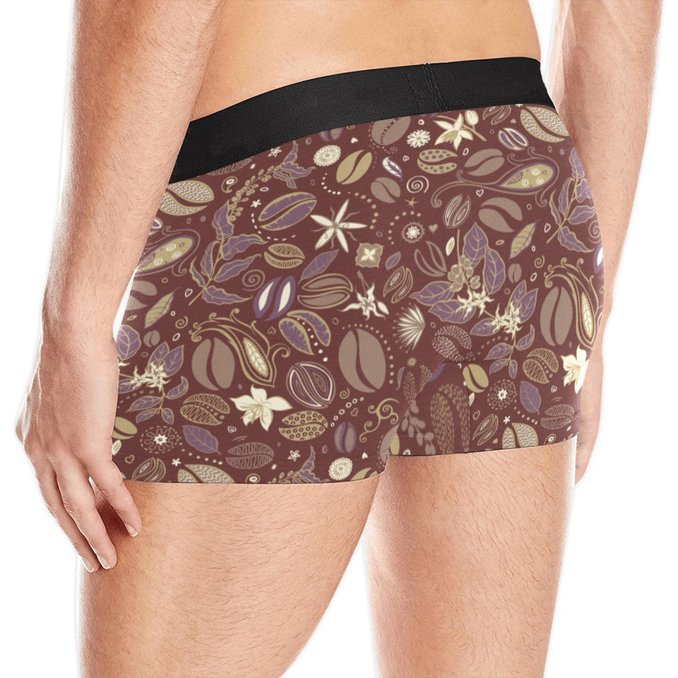 Coffee bean flower pattern Men's All Over Print Boxer Briefs Men's Underwear