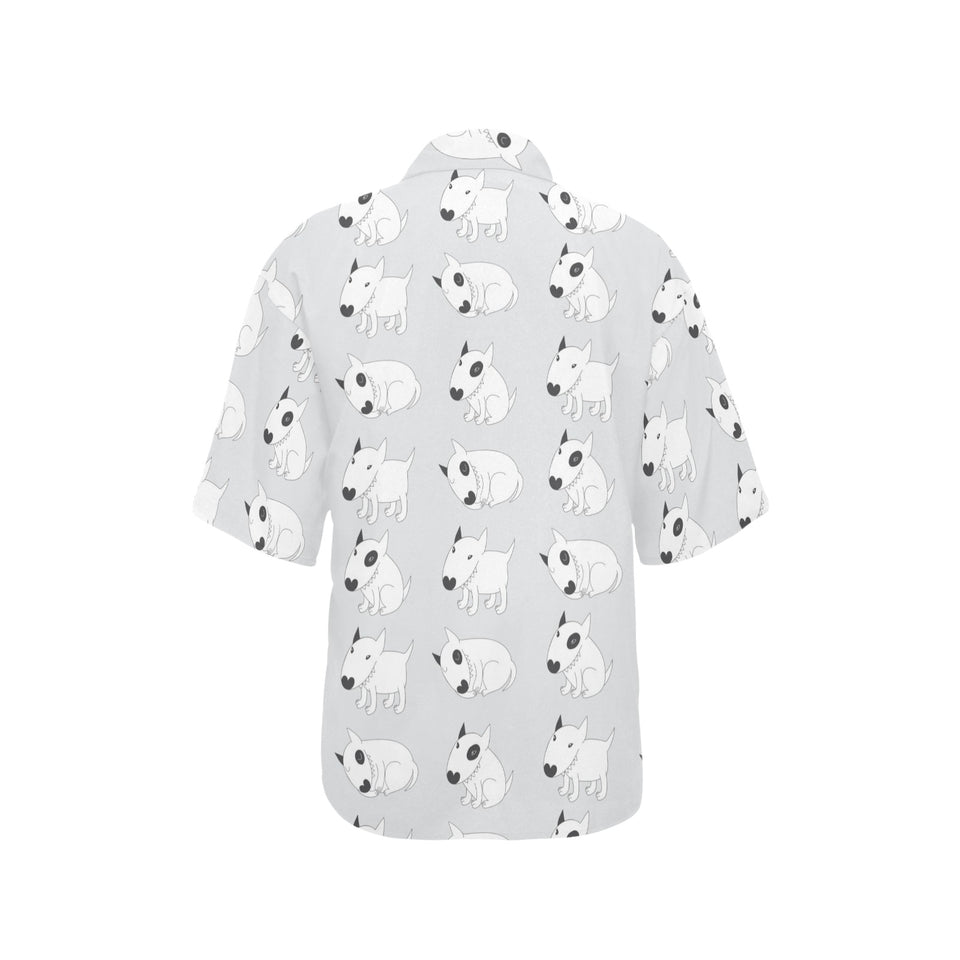Bull Terrier Pattern Print Design 01 Women's All Over Print Hawaiian Shirt