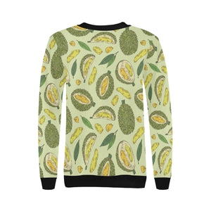 Durian leaves pattern background Women's Crew Neck Sweatshirt