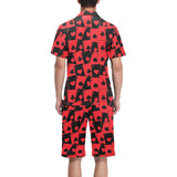 Casino Cards Suits Pattern Print Design 02 Men's V-Neck Short Pajama Set