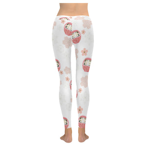 Daruma japanese wooden doll cherry blossom flower Women's Legging Fulfilled In US