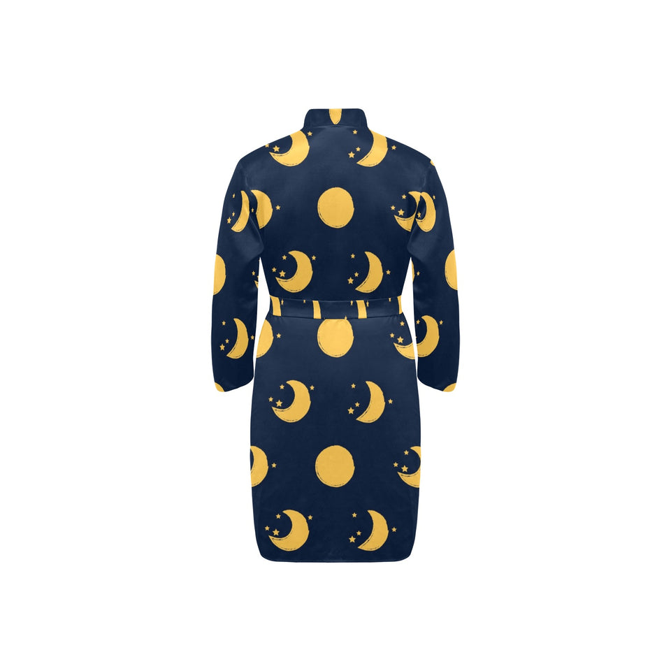Moon star pattern Men's Long Sleeve Belted Night Robe