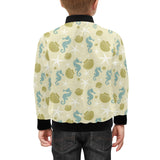 Seahorse shell starfish pattern background Kids' Boys' Girls' Bomber Jacket