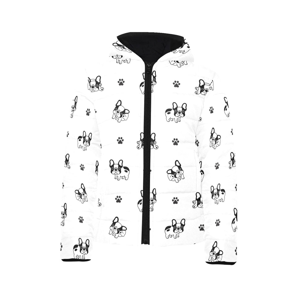Cute french bulldog paw pattern Kids' Boys' Girls' Padded Hooded Jacket
