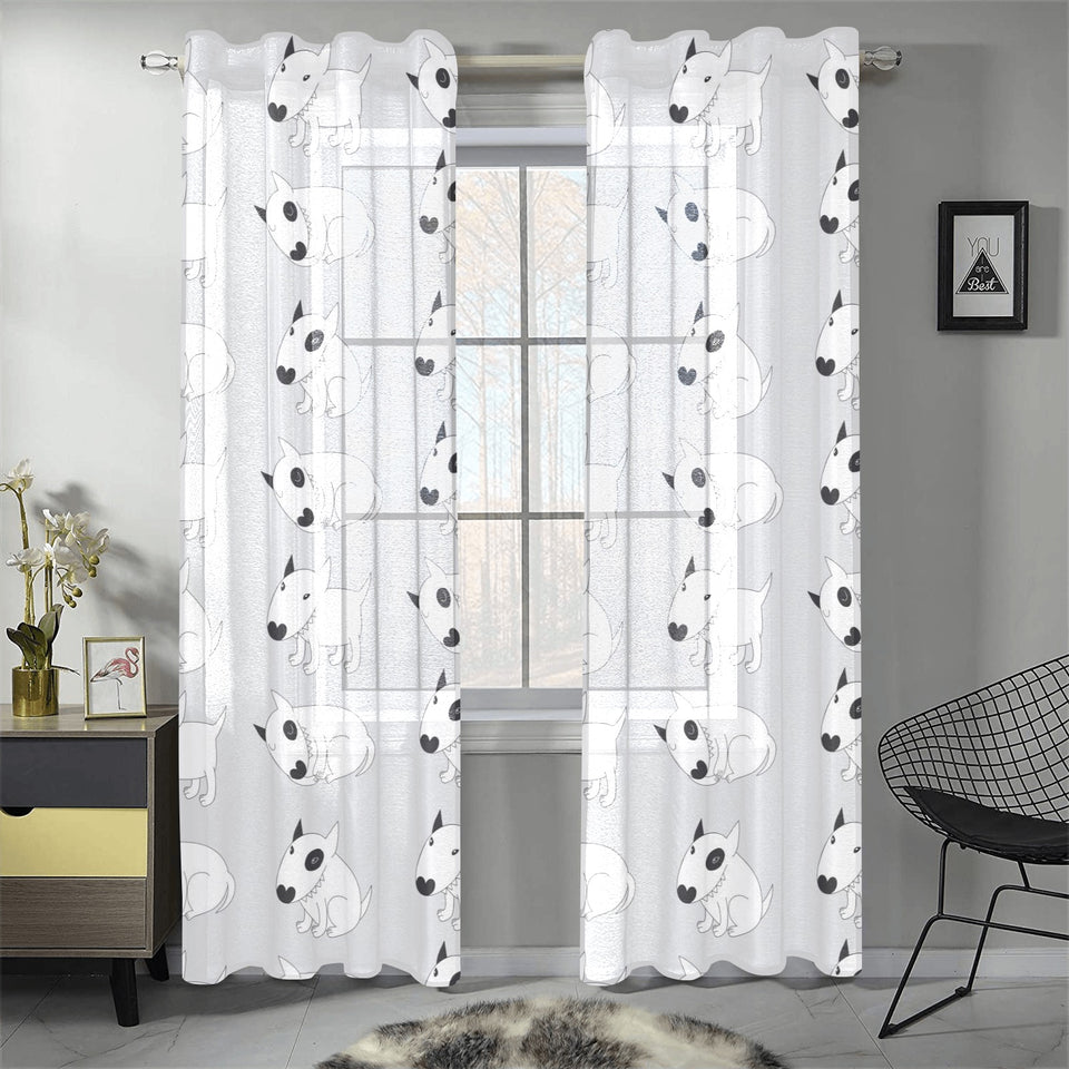 Bull Terrier Pattern Print Design 01 Gauze Curtain