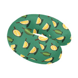 Durian pattern green background U-Shaped Travel Neck Pillow