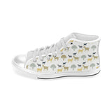 Silhouettes of goat and tree pattern Men's High Top Canvas Shoes White