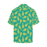 Pineapples pattern green background Men's All Over Print Hawaiian Shirt
