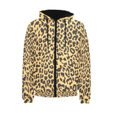 Leopard skin print Men's Padded Hooded Jacket