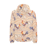 Cute rooster chicken cock floral ornament backgrou Men's Padded Hooded Jacket