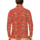 Red Tomato Pattern Men's Long Sleeve Polo Shirt