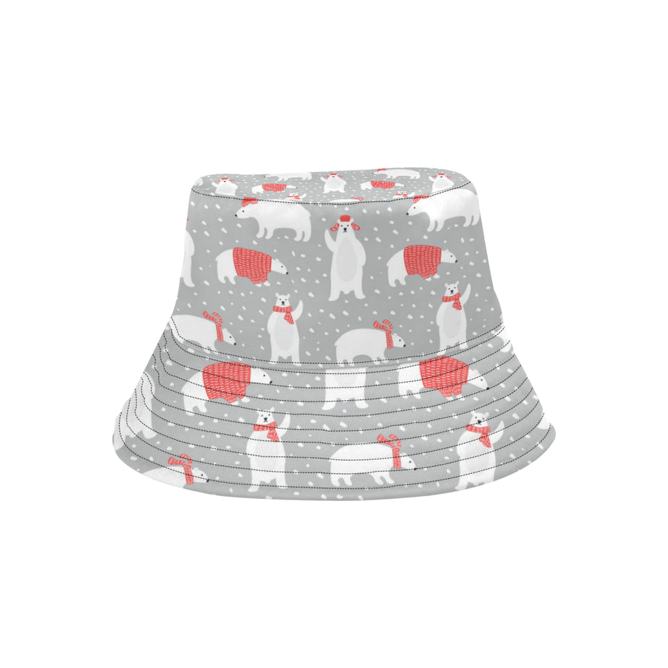 Cute polar bear christmas snow pattern Unisex Bucket Hat