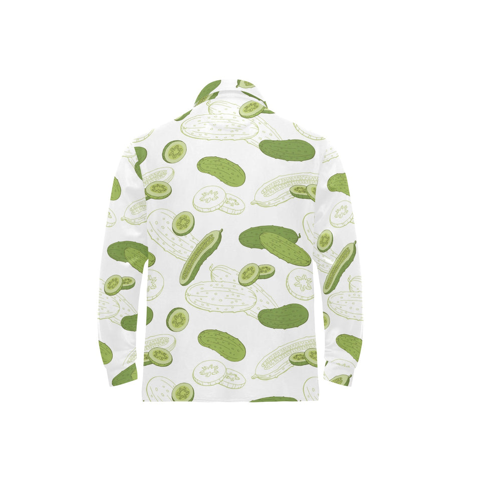 Cucumber sketch pattern Men's Long Sleeve Polo Shirt