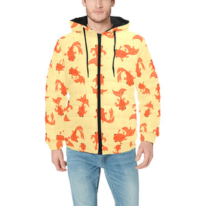 Goldfish Pattern Print Design 02 Men's Padded Hooded Jacket