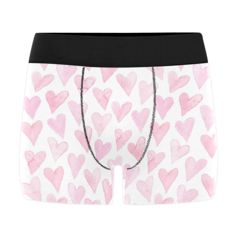 Watercolor pink heart pattern Men's All Over Print Boxer Briefs Men's Underwear