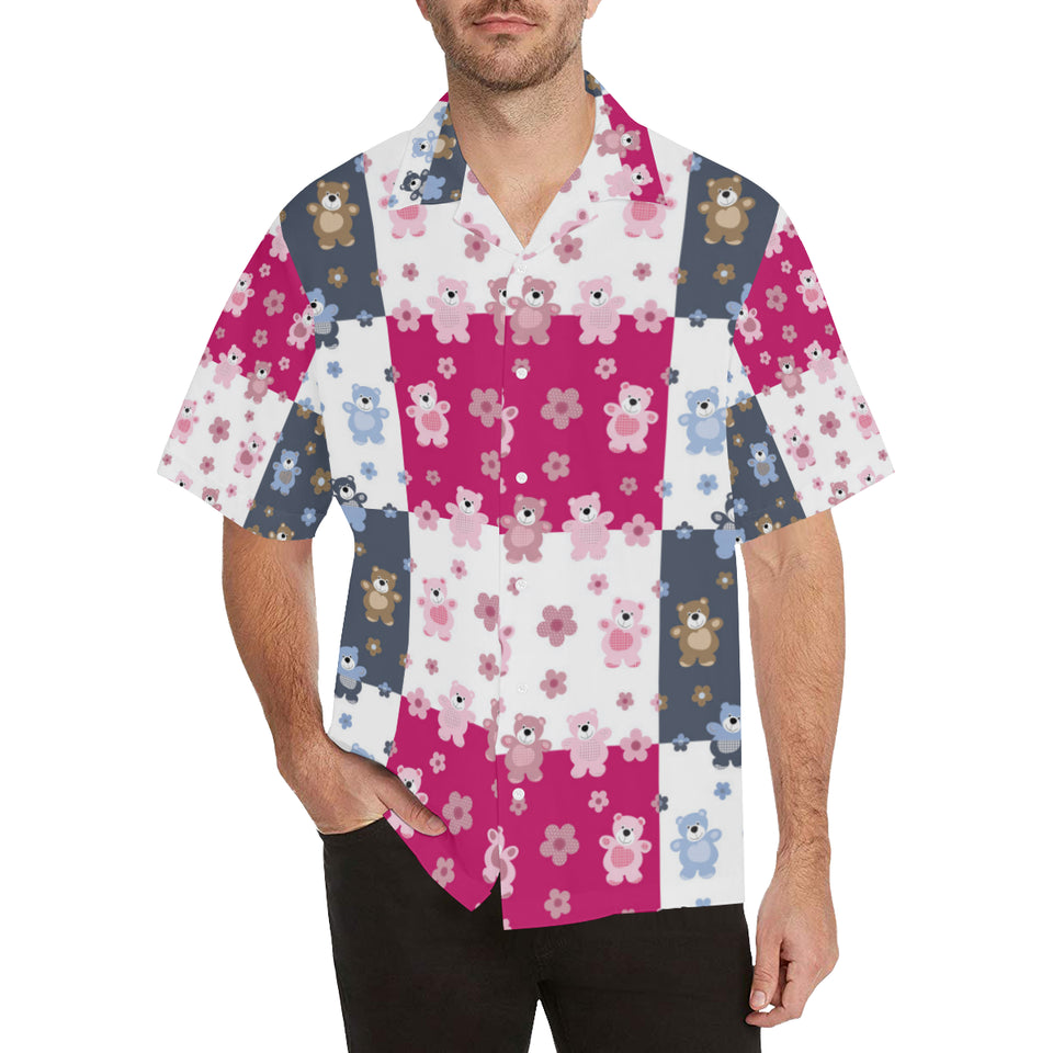 Teddy Bear Pattern Print Design 03 Men's All Over Print Hawaiian Shirt (Model T58)