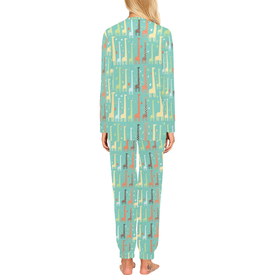 Giraffe Pattern Print Design 01 Women's All Over Print Pajama Set