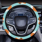 Fox pattern blue b ackground Car Steering Wheel Cover