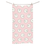Clock pattern pink blackground Bath Towel