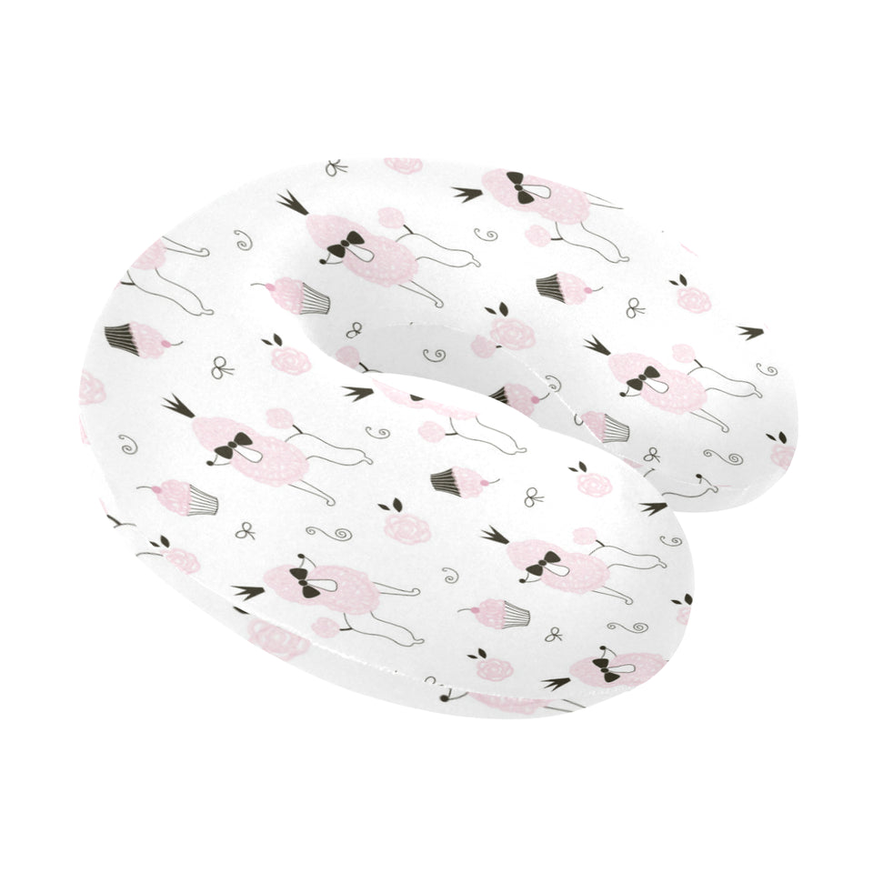 Poodle dog rose cake pattern U-Shaped Travel Neck Pillow