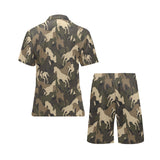 Horse Camouflage Pattern Men's V-Neck Short Pajama Set
