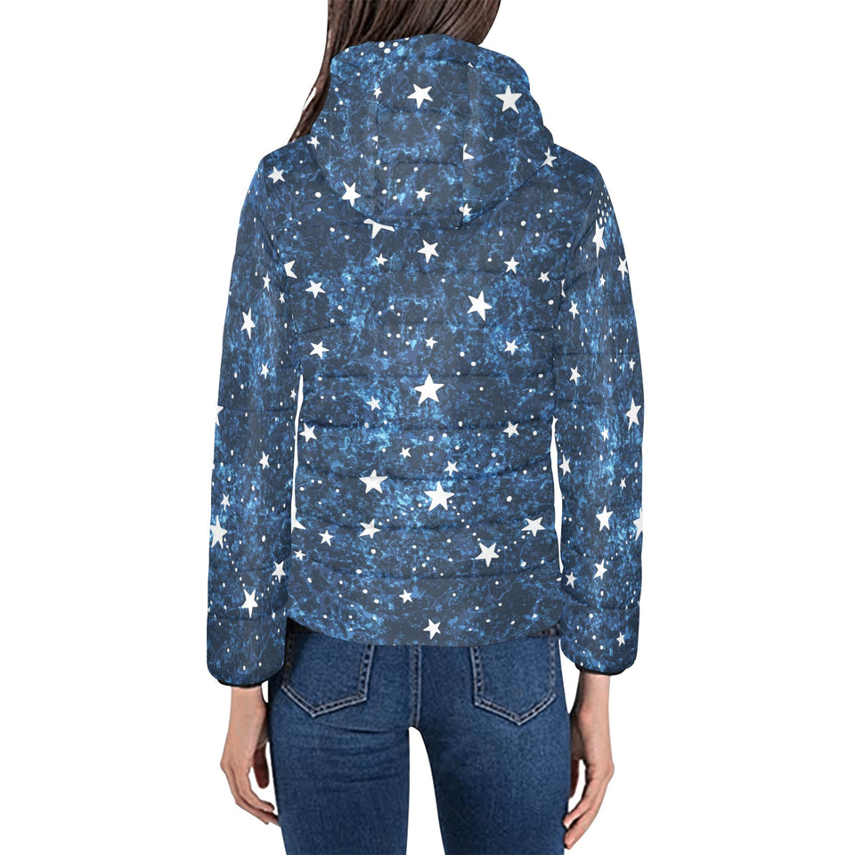 Night sky star pattern Women's Padded Hooded Jacket
