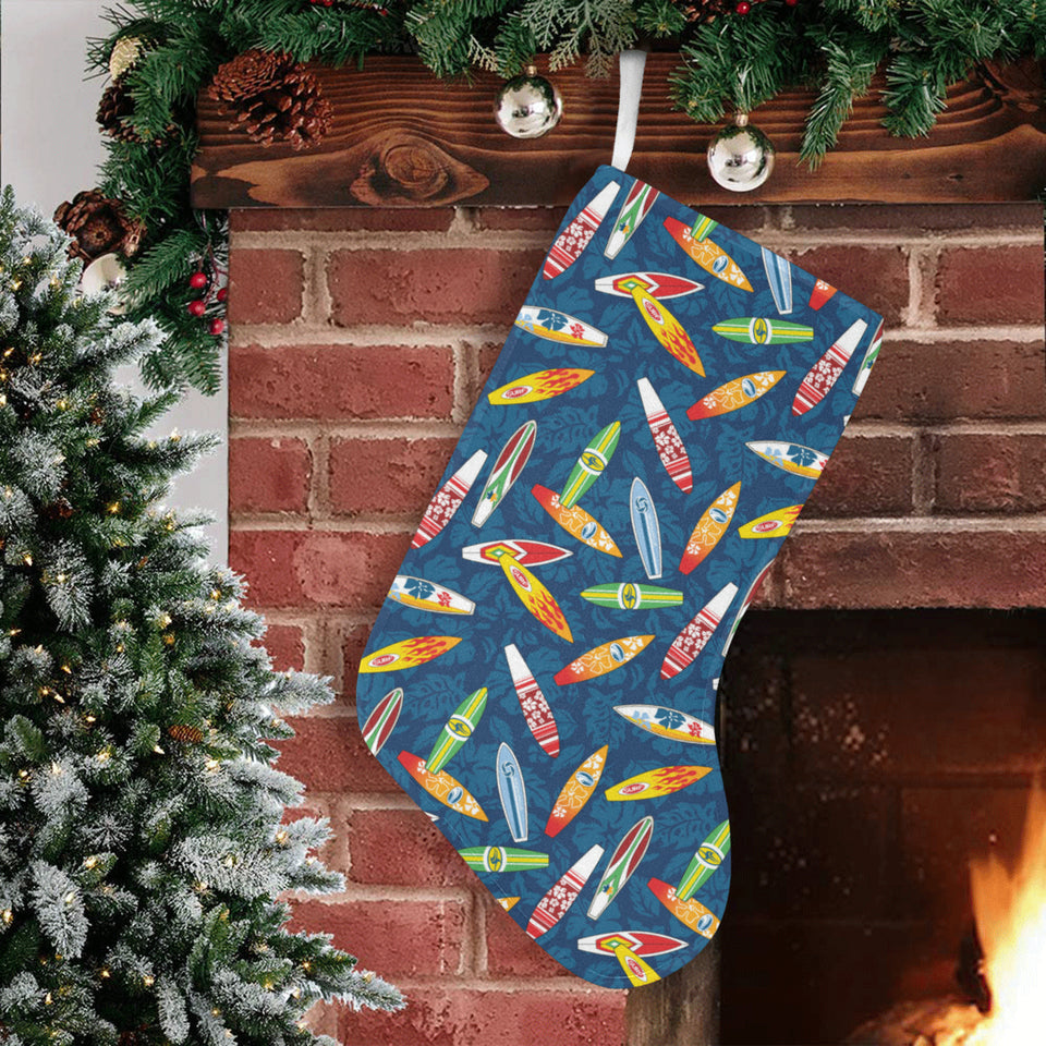 Surfboard Pattern Print Design 01 Christmas Stocking