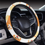 Brown pomeranian pattern Car Steering Wheel Cover