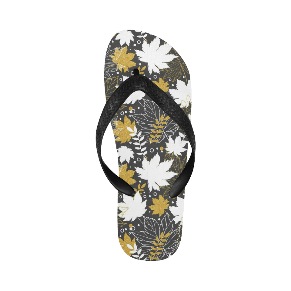 Beautiful gold autumn maple leaf pattern Unisex Flip Flops