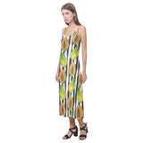 papaya design pattern V-Neck Open Fork Long Dress