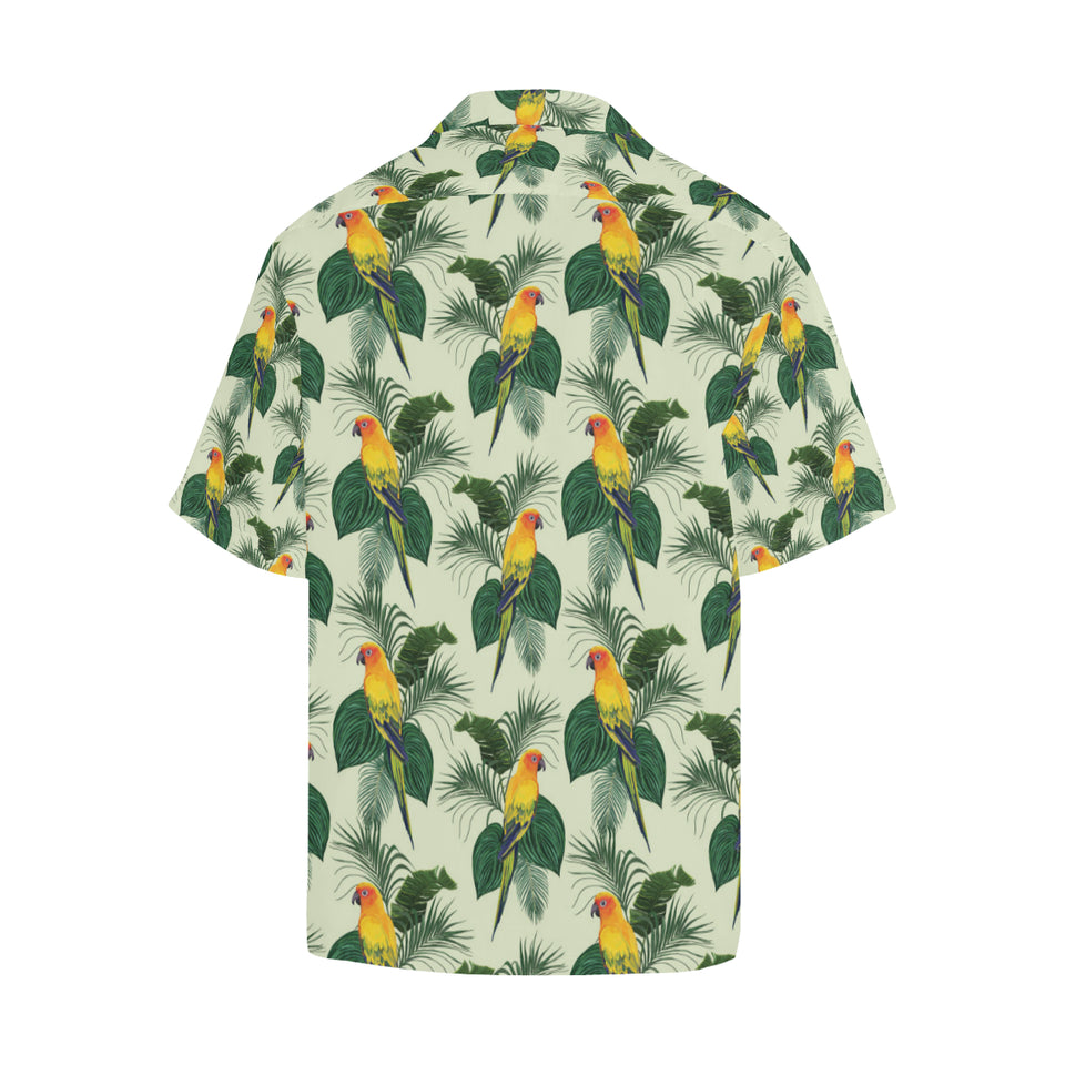 Beautiful parrot palm leaves pattern Men's All Over Print Hawaiian Shirt