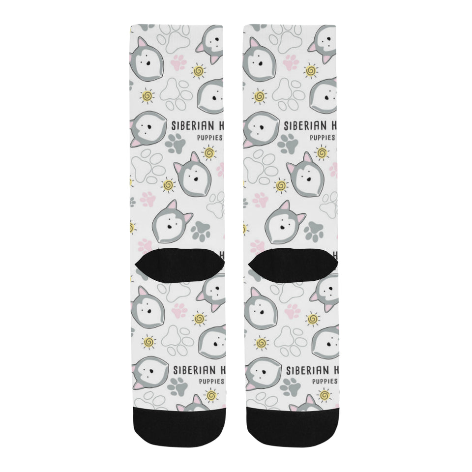 Siberian Husky design pattern Crew Socks