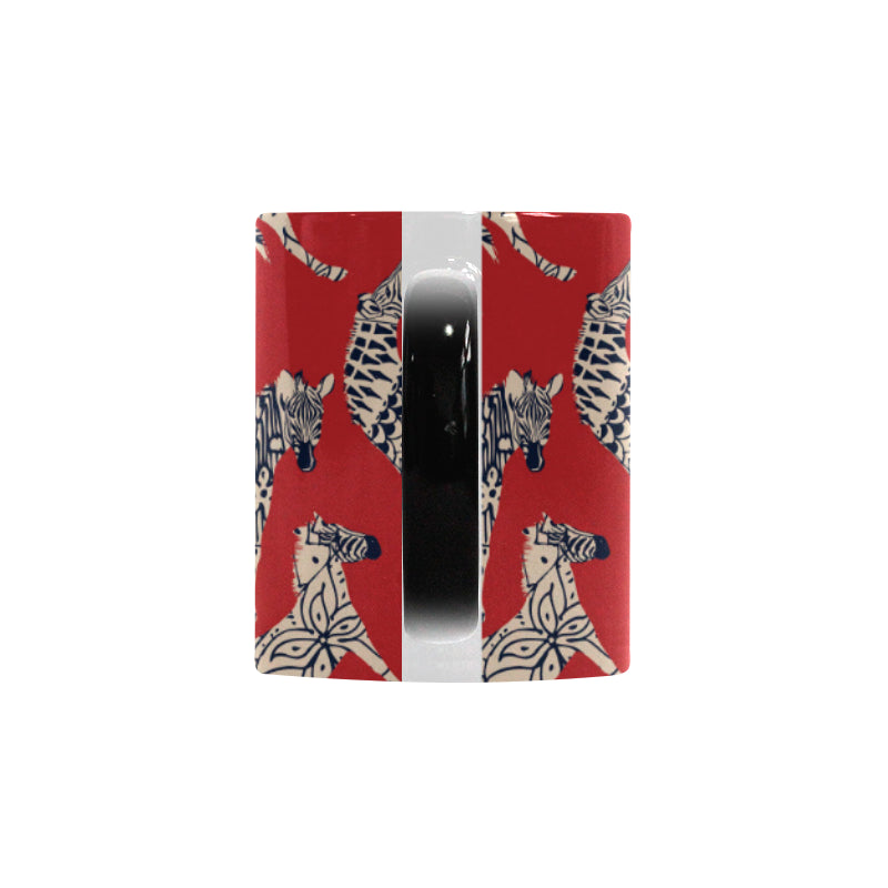 Zebra abstract red background Morphing Mug Heat Changing Mug