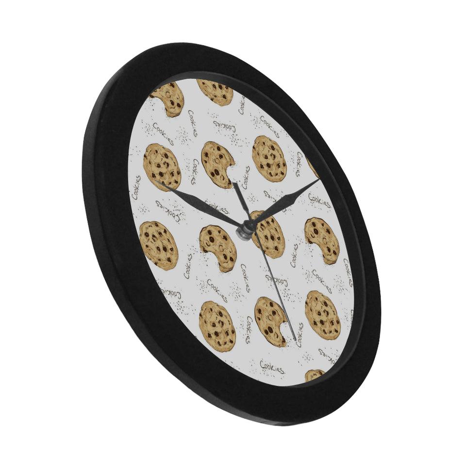 Sketch style cookie pattern Elegant Black Wall Clock