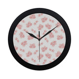 Pink sakura cherry blossom pattern Elegant Black Wall Clock
