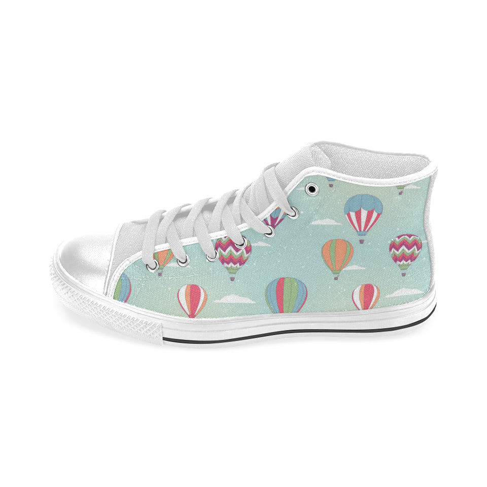 Hot Air Balloon design Pattern Men's High Top Canvas Shoes White