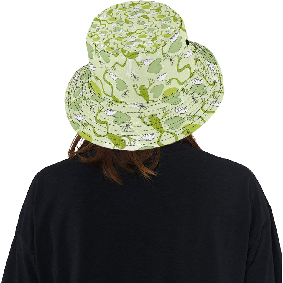 Cute frog dragonfly pattern Unisex Bucket Hat